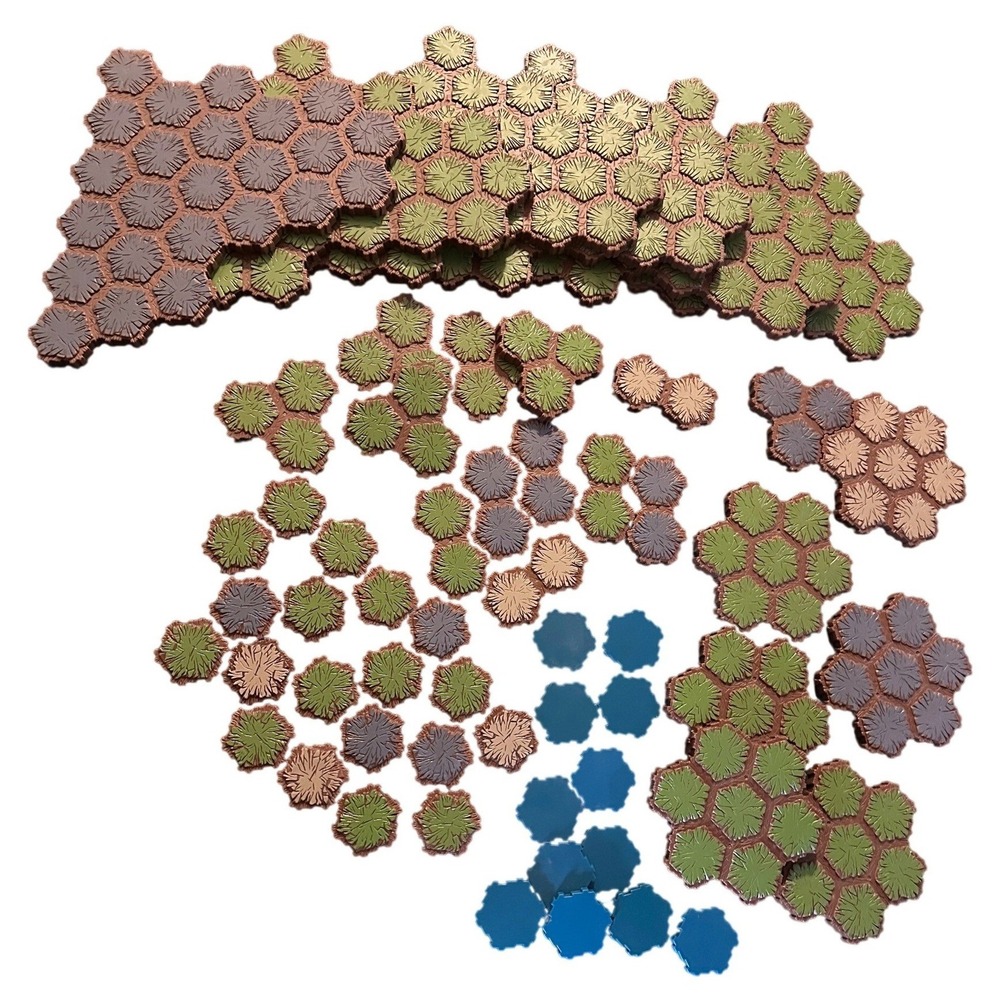 Heroscape Terrain Tile Grass Rock Sand Water Hexagonal Game Board 54 Piece Lot